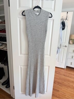 Topshop Sleeveless Ribbed Knit Maxi Dress - Grey